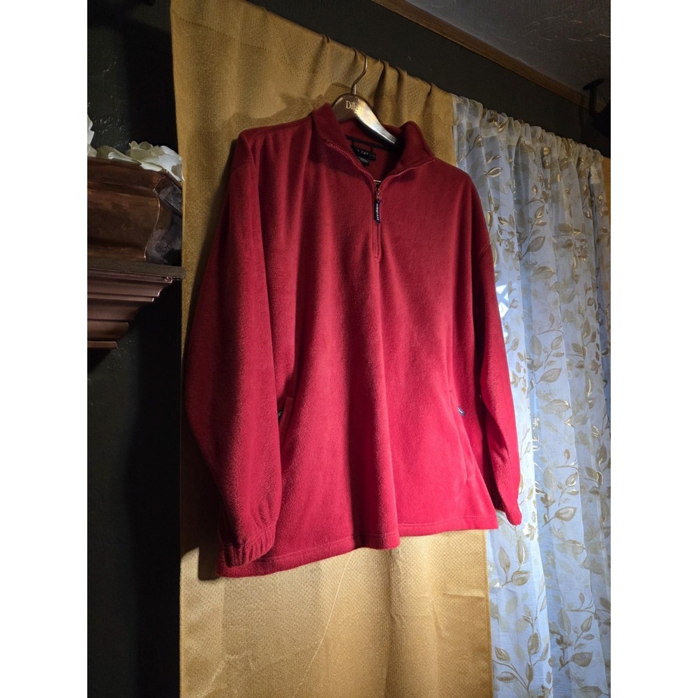 Vintage Ivy Crew Classics Red 1/4 Zip Mock Neck Fleece Sweatshirt mens,cabincore